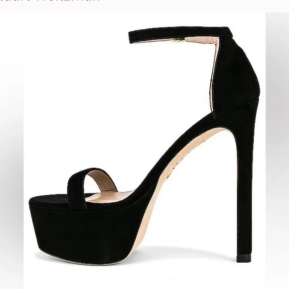 Stuart Weitzman Nudist Hollywood Platform Heels - Black Suede Sz 7 - Picture 3 of 9
